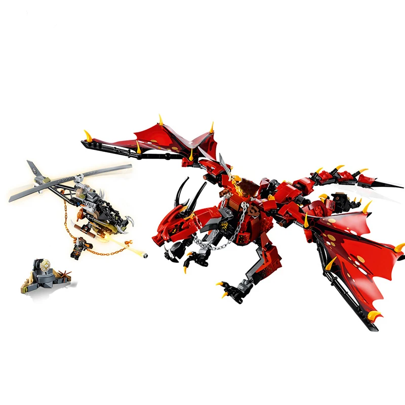 Online Nuevo Ninja Azul Rojo dragón Caballero Compatible legotely ninejoes bloques de construcción de ladrillo de juguete niños niño regalos de navidad 70653