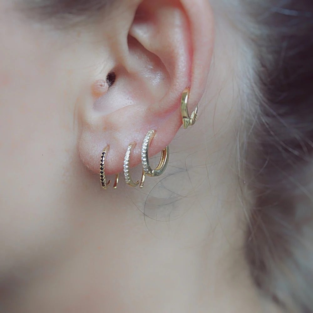 

2019 fine 925 sterling silver women simple jewelry minimalist fashion circle cz hoop adorable girl charm gold color hoop earings