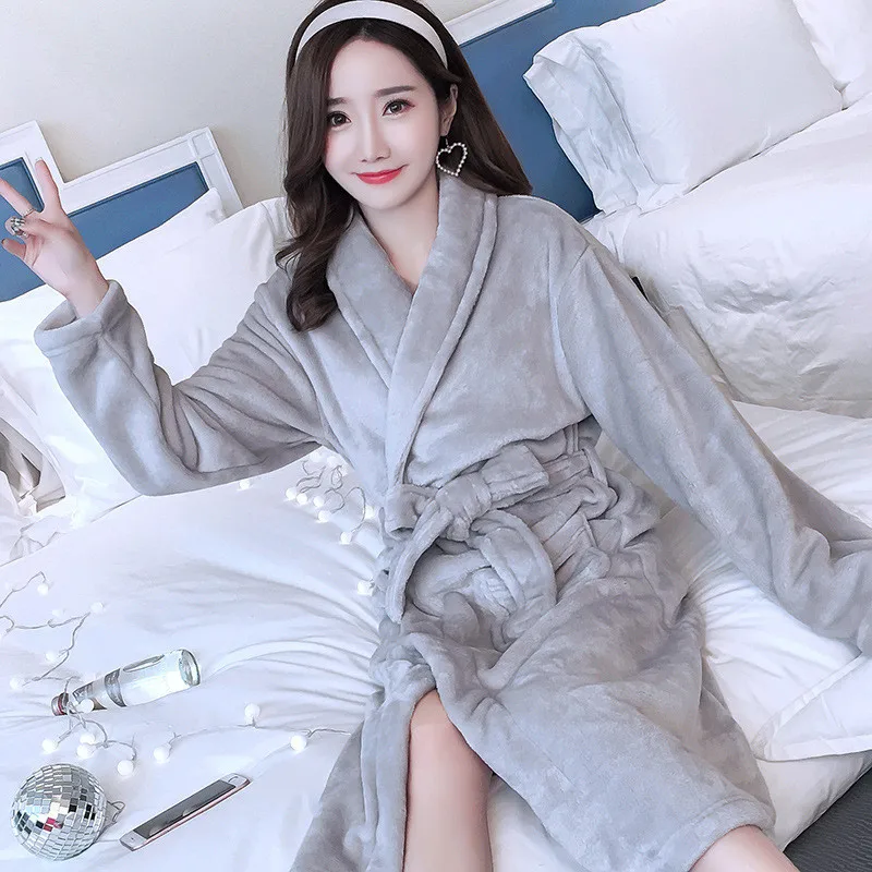 

Cute Girls Women Coral Fleece Kimono Robe Women Winter Warm Thicken Nightgowns Dress Gown Sexy Sleewear S M L XL XXL NR005