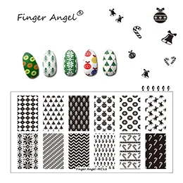 Finger Angel 1 шт. рождественские пластины для штамповки ногтей изображение штамп уникальный мультфильм Лось Снежинка 6*12 см DIY ногтей шаблон пластины - Цвет: MC12