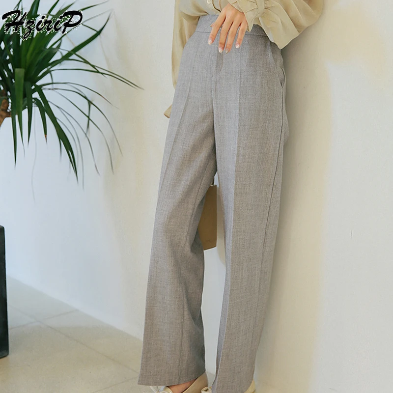 

HziriP Fashion Vintage Elegant High Waist Wide Leg Pants Women 2018 New Autumn Pants Loose Casual All-Match Trousers Clothing