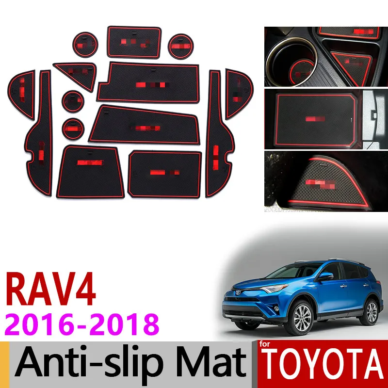 Противоскользящий коврик со слотом для ворот резиновый подстаканник Toyota RAV4 2016 2017