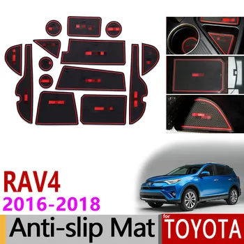 

Anti-Slip Gate Slot Mat Rubber Cup Mat Coaster for Toyota RAV4 2016 2017 2018 XA40 RAV 4 14pcs/set Car Styling Accessories