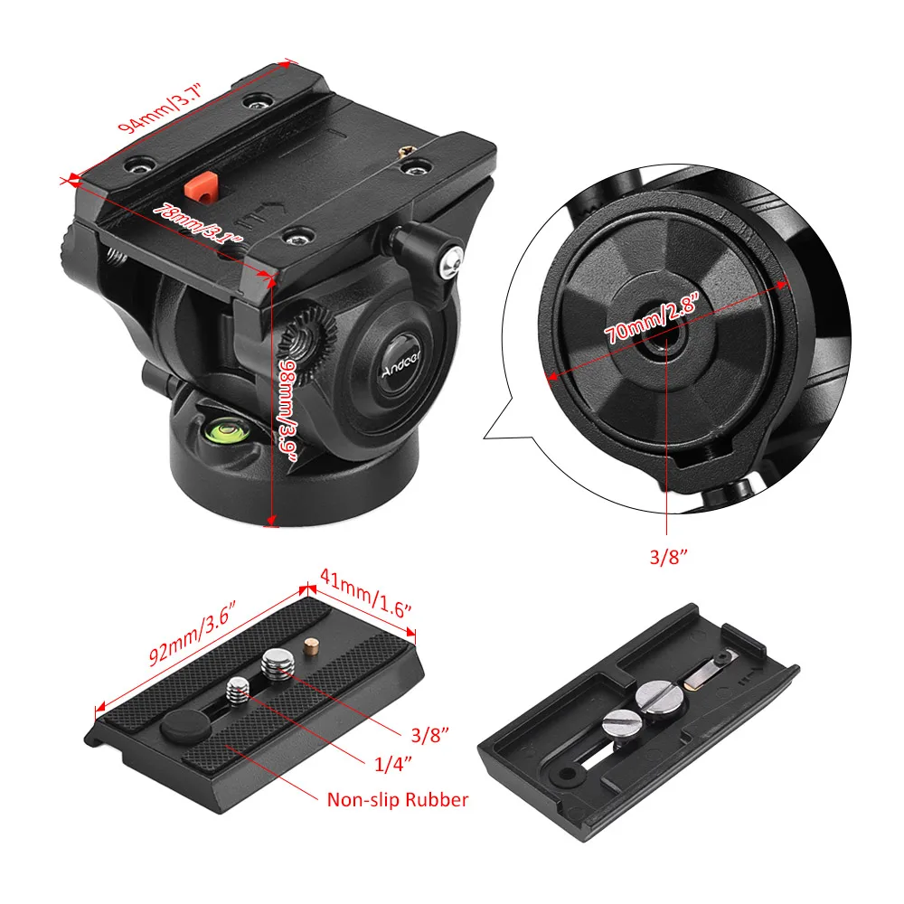 Andoer vh05 Камера видеокамера штатива Fluid Drag Pan/наклона w/Quick Release Plate для Canon Nikon sony A7 панорамный