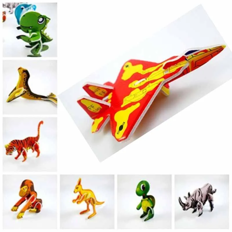 1 шт. 3D головоломка игрушки самолет Истребитель автомобиль животное строительство развивающие игрушки