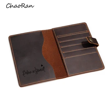 

Believe in yourself Passport Wallets Card Case Hasp Multi Card Holders Cowhide Leather Travel Passport Cover for Men and Women