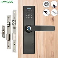 RAYKUBE Electronic Door Lock Biometric Fingerprint / Digital Code / Smart Card / Key Mortise Door Lock Keyless Deadbolt R-FG5