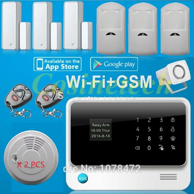Latest G90B PLUS Smart home alarm systemIOS&Android APP controlled multi-language GSM Wifi 3G Alarm system with 8 wired zones