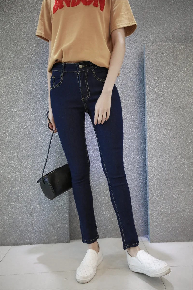 2019 весна Высокая талия узкие джинсы-стрейч для женщин карандаш брюки для девочек в Корейском стиле элегантные женские пикантные летние
