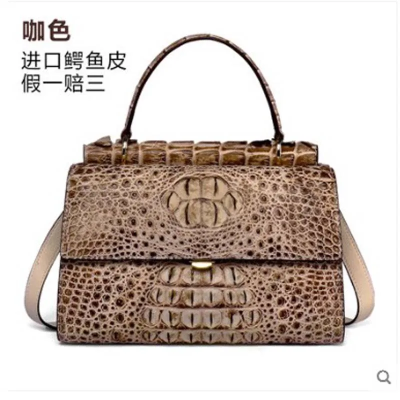 

yuanyu 2019 new crocodile handbag handbag leather shoulder bag large capacity high-end lady bag crocodile bag
