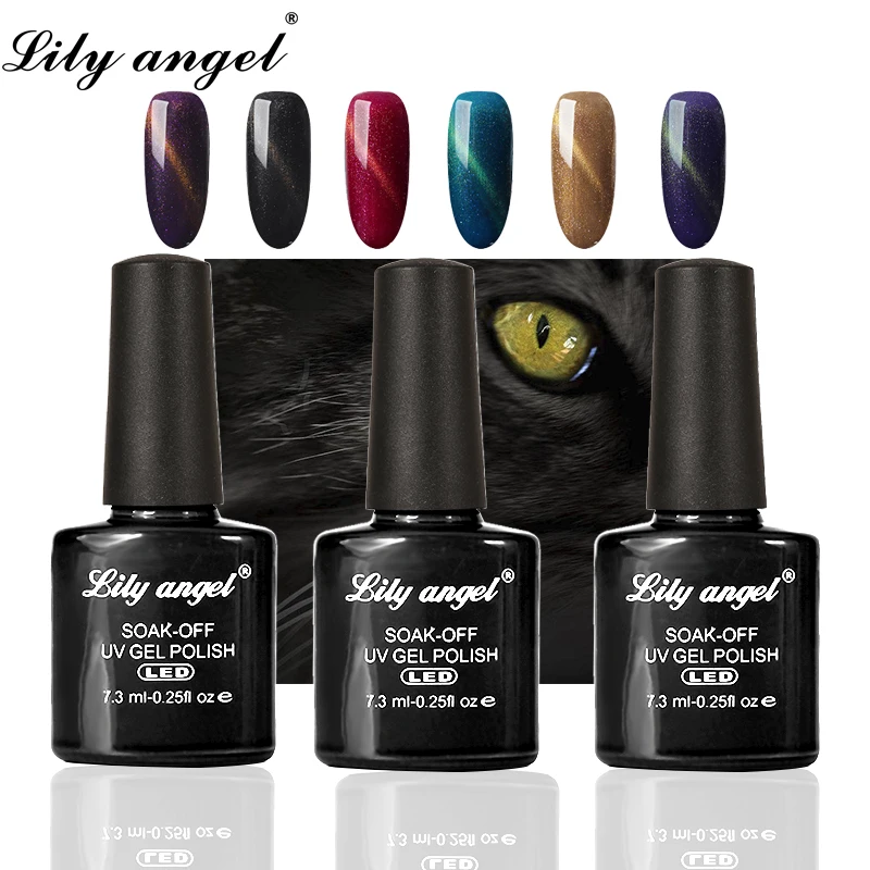 Гель лак для ногтей LiLy Angel СВЕТОДИОДНЫЙ УФ гель с эффектом кошачий глаз 7 3 мл|Гель