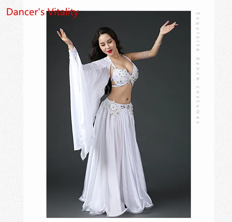 Женщины Профессиональный Костюм Танец Живота Роскошные Костюмы Bellydance Выступление Алмазов Украшения Бюстгальтеры и Набор Юбки