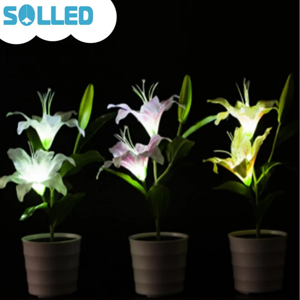 SOLLED LED 0.12W Solar Powered Hydrangea Flower LED Light Night Lamp