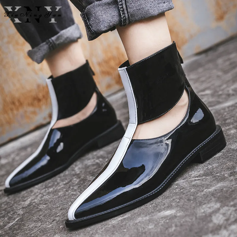 

XiuNingYan New Fashion European Style Black Women Ankle Boots Flats Round Toe Back Zip Martin Boots Genuine Leather Woman Shoes