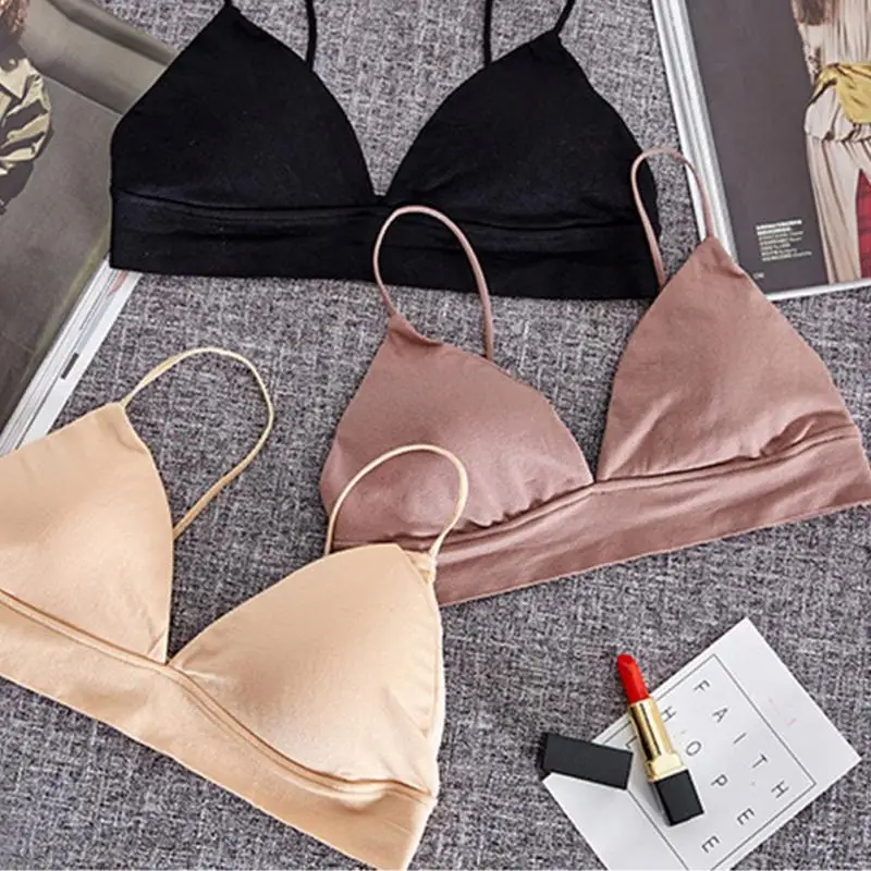 

New High Quality Women Sexy Lingerie Seamless French Style Bra Spaghetti Strap Wire Free Push Up Soft Cup Underwear 1PC