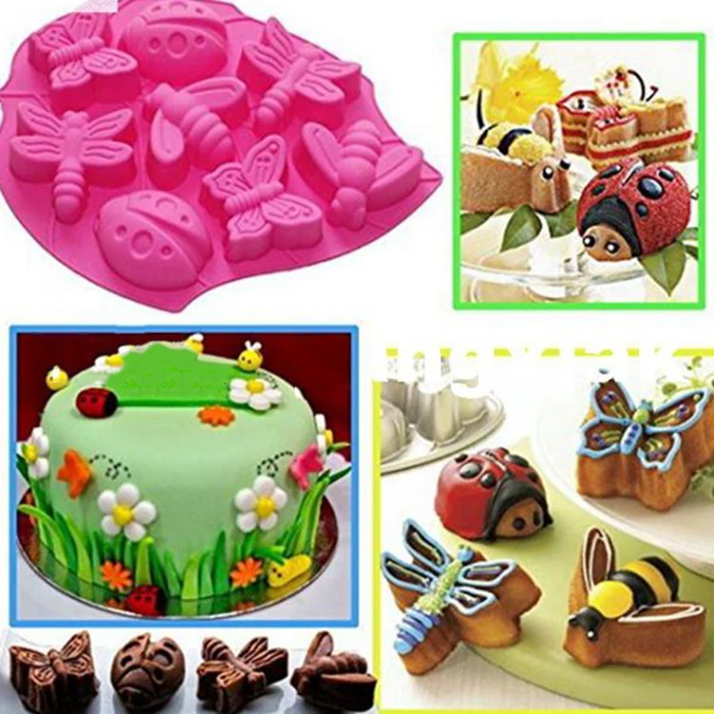 

8 Holes Flower Insect Ice Cube/Chocolate Mold DIY Silicone Cake Decorating Tools Chocolate Gumpaste Mould Resin Clay Candy Molds