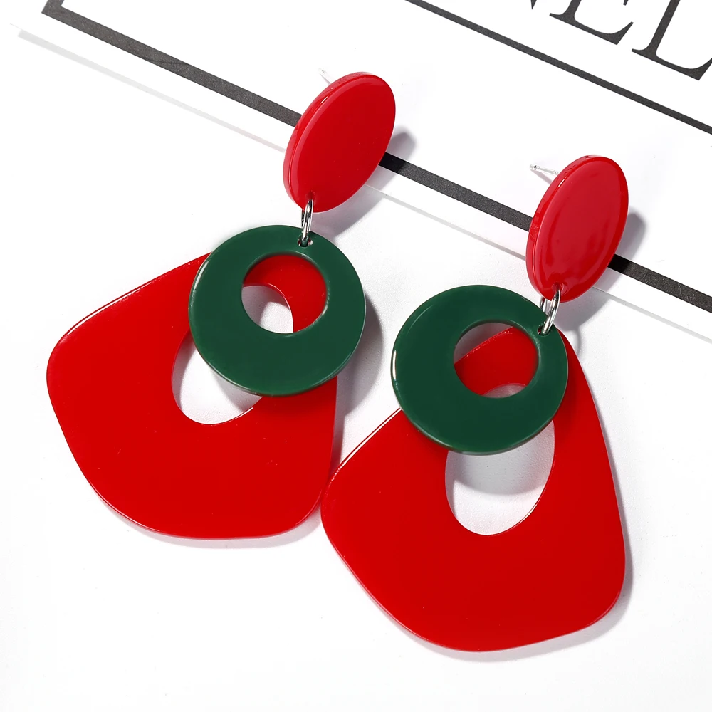 

XIYANIKE Summer Candy Color Geometric Long Personality Exaggerated Drop Earrings Acrylic Earrings For Women Winter Jewelry 2019