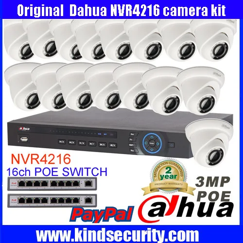 Dahua 16CH 5MP POE NVR4216 Surveillance CCTV System Video Recording Kit Dahua 3MP IPC HDW320S Network