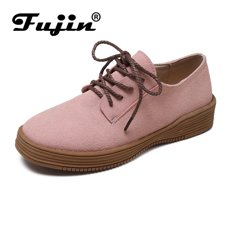 

Fujin Flats Ladies Shallow Shoes 2019 New Spring Flock Lace Solid Women Flats Causal Shoes Dropshipping Retro Style PU Shoes