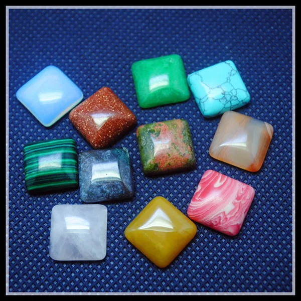 

10 Pieces/ Lot Nature Gem stone Cabochon Assorted Beads Accessories Square Shape Size 16mm Mix Colors