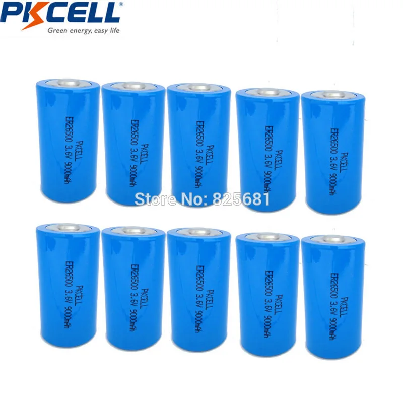 10Pcs PKCELL 3.6V ER 26500 ER26500 9000mah C LiSCLO2 Battery Shelf Life