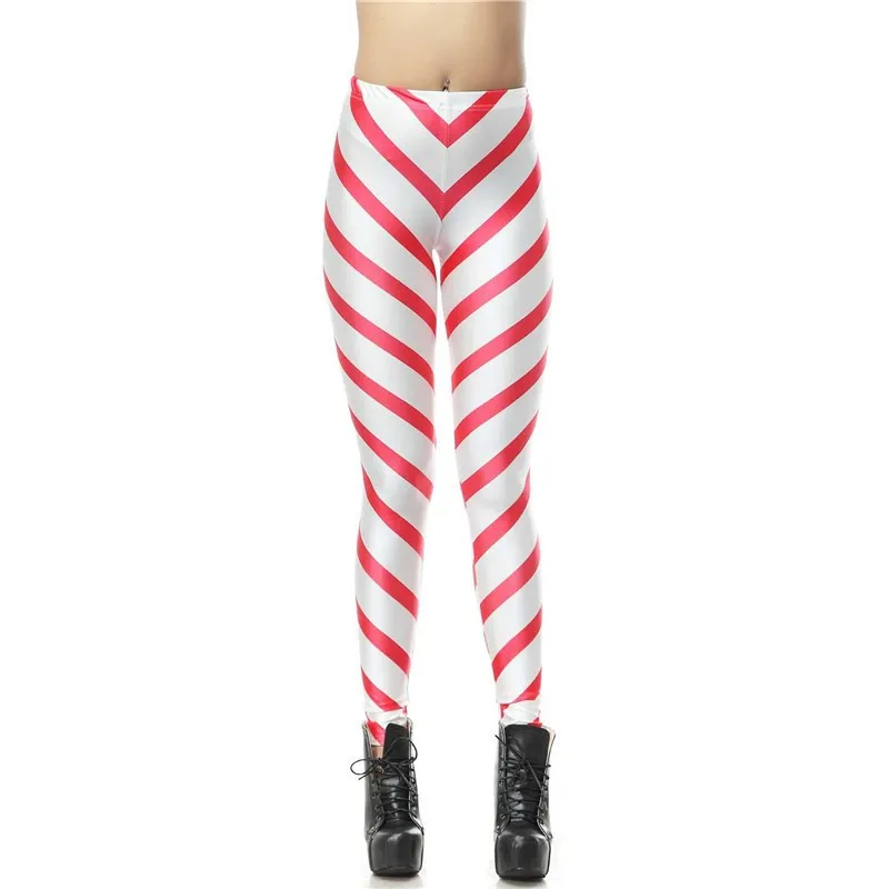 Новый Стиль Sexy Hot Леггинсы Белый Красная Полоса Цифровой Legins Печатные Женские