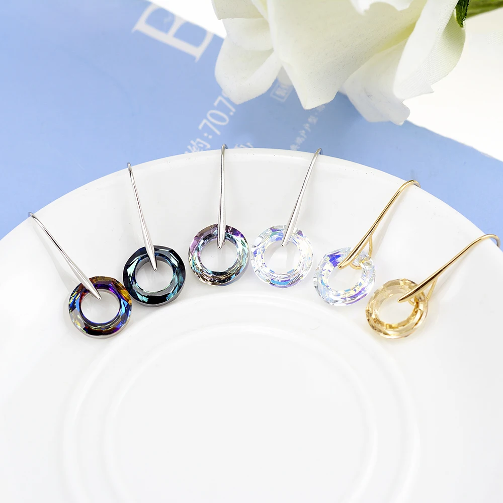 

Bulage Fancy Stone Circle Drop Earrings Crystals From Swarovski For Women Gold Color Bohemian Dangle Earrings Indian Jewelry