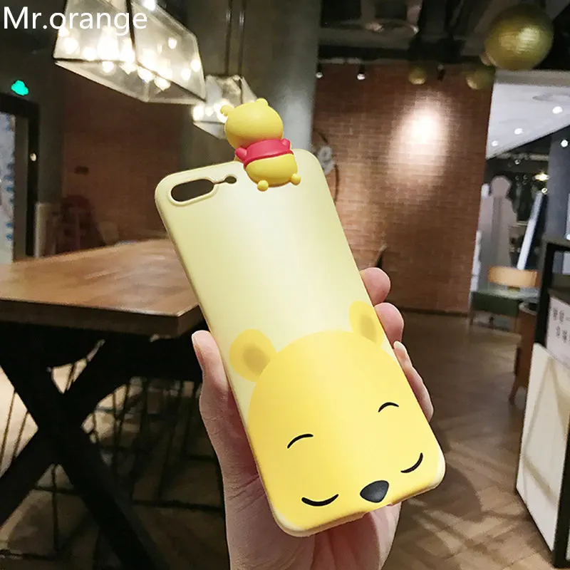 Mr. orange classic Cartoon Silicone Winnie Pooh Tigger Fundas Para Coque iphone X s 6 s 7/8 plus Soft Cover Capa Para Capinhas
