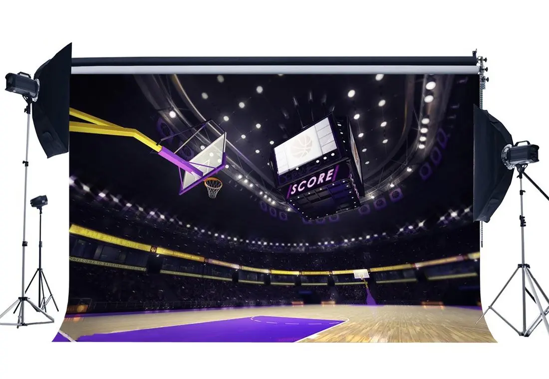 Campo da basket Sfondo Stadio Interni Fondali Bokeh Brillante Luci del