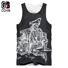 OGKB Adult Tank Tops Hot Large size leisure 3D Tank Tops Printing Pirate skulls Casual 5XL Habiliment Homme Summer Tank Tops