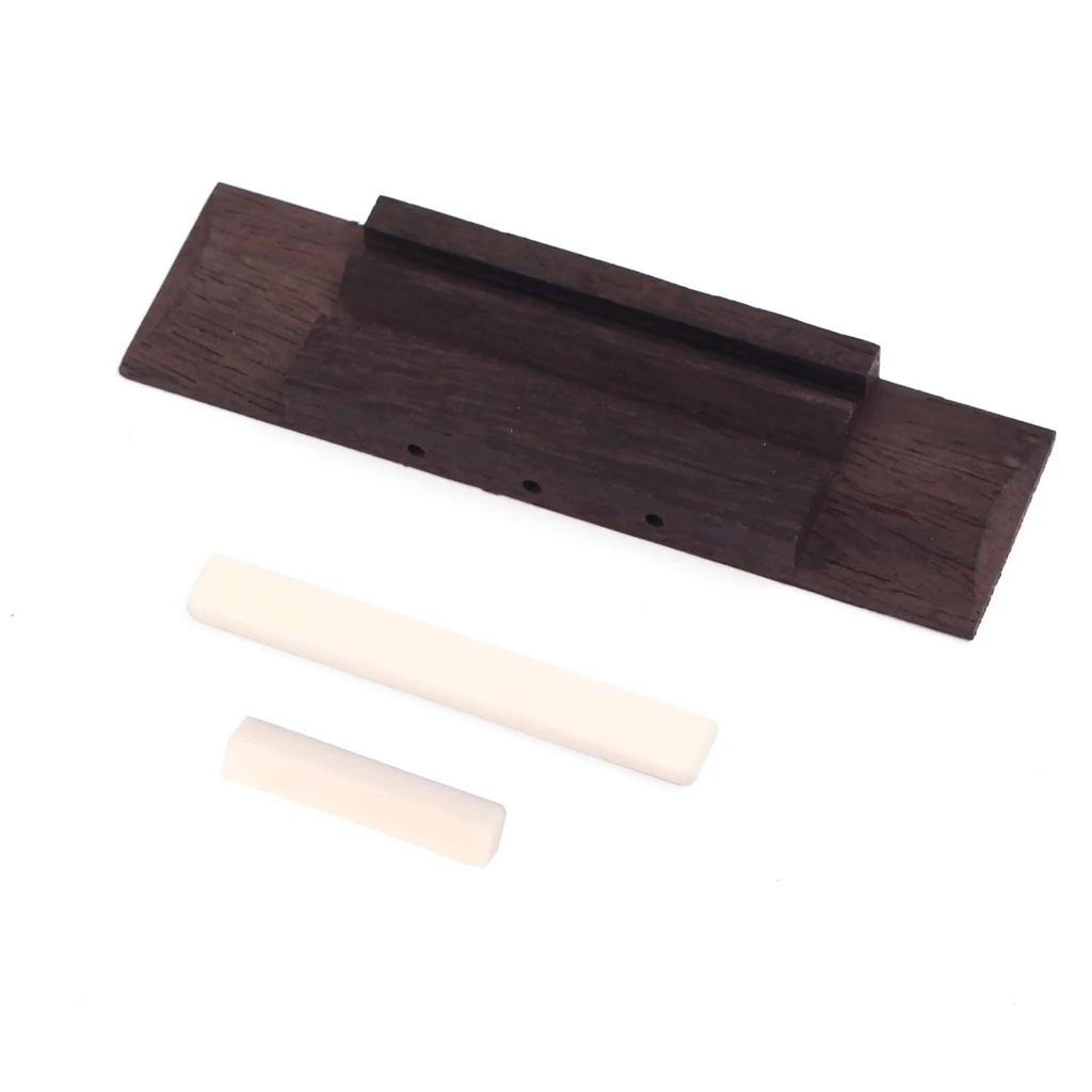 Set Bone Saddle Nut & Rosewood Bridge Part for 3 String Cigar Box Guitar 12mm String Spacing