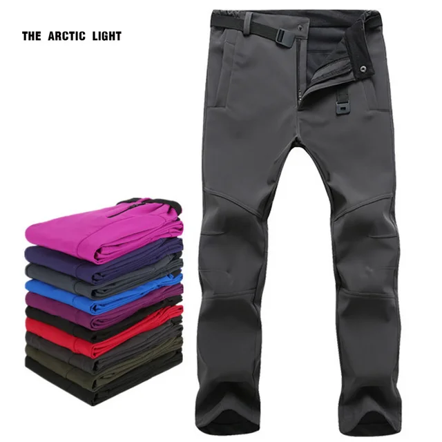 US $16.00 THE ARCTIC LIGHT Warm Winter Woman Men Outdoor Camping&hiking Pants Soft Shell Waterproof Fleece Wi