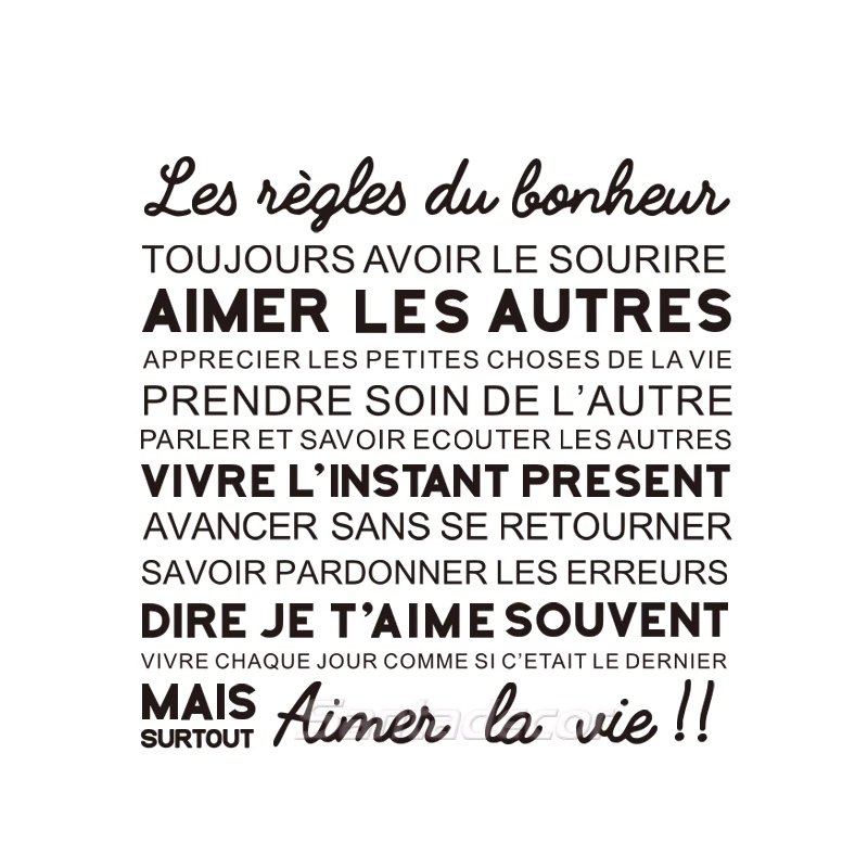 French Citations Wall Sticker Happiness Rules Vinyl Wall Decals Home Decor Living Room Wall Art Decor Aimer La Vie Decoration Wall Stickers Aliexpress