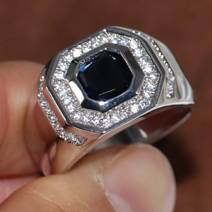 Мужское кольцо из серебра 925 пробы с фианитом|sterling silver filled|cubic zirconiaband ring |