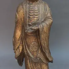 Песня voge gem S6176 1" Китайский Буддизм Бронзовый Стенд Архат Дамо Бодхидхарма Дхарма Статуя Будды