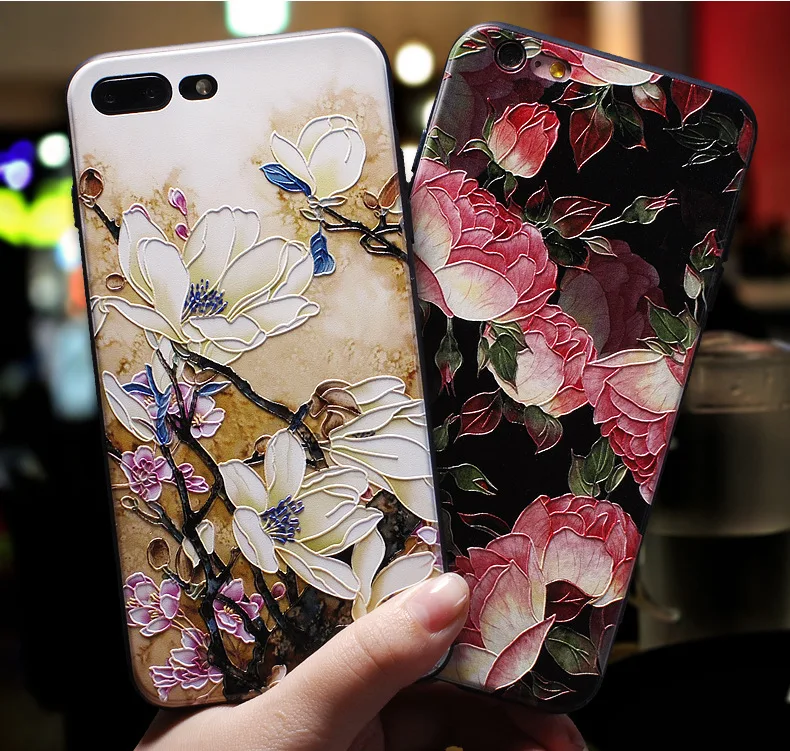 Case For Huawei P10 honor9 lite Embossed honor8 Black Drop Magnolia Jellyfish Relief Floral TPU Soft Case P9 mate910lite V9 V10 (1)