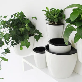 

Half Round Imitation Ceramic Resin Wall Hanging Flowerpot Hydroponics Chlorophytum Potted Plant Green Living Room Decoration