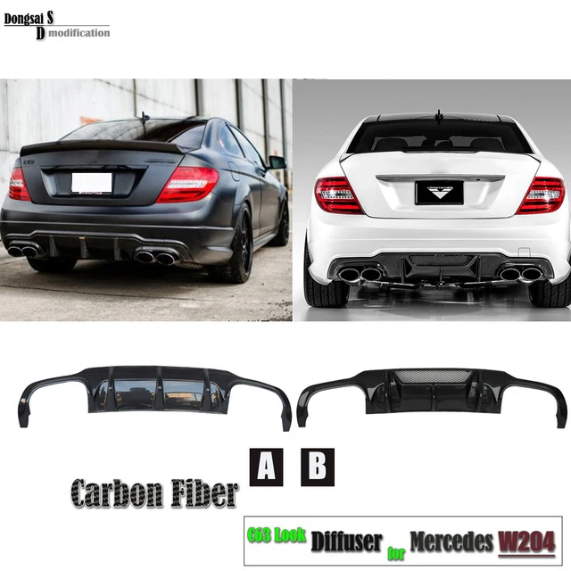 Mercedes C63 design carbon fiber shark fin AMG Style W204 rear bumper diffuser for 2013 2014