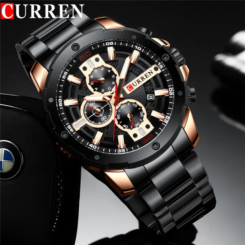 

New CURREN Sport Quartz Men Watch Luxury Fashion Casual Stainless Steel Wristwatch Chronograph Watches Male Clock Reloj Hombres