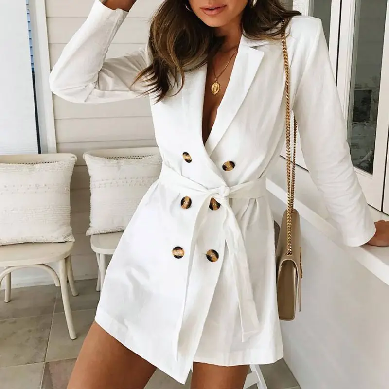 Miglior Maglia A Manica Lunga Tunica Doppio Giacca A Vento Cappotto Slim Fit Trench e Impermeabili Solido del Cappotto Sottile Outwear