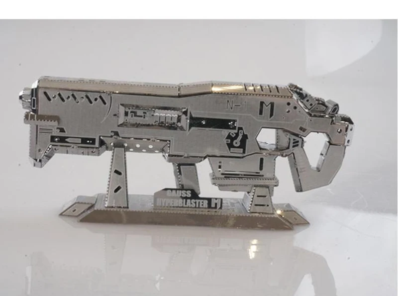 MU 3D металлическая головоломка звезда Ремесло Terran Gauss винтовка пистолет DIY лазерная резка собрать головоломки игрушки настольные украшения подарок для взрослых и детей - Цвет: Серебристый