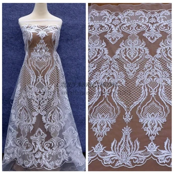 

La Belleza New Off white large pattern cord wedding dress lace fabric 51 inches width