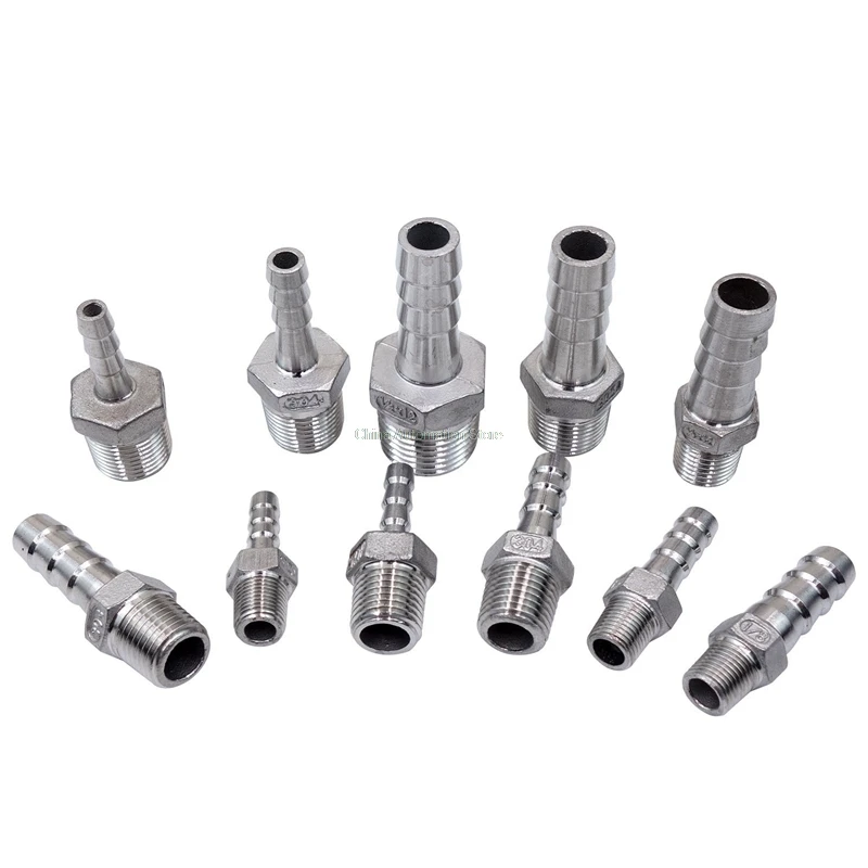 

1/8" 1/4" 3/8" 1/2" BSP Male Thread Pipe Fitting to 6 8 10 12mm ID Barb Hose Tail Reducer Fitting Multi Size Stainless Steel 304