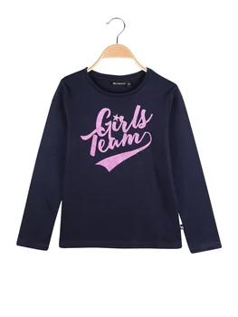 

Long sleeve sweater with written glitter-Blue