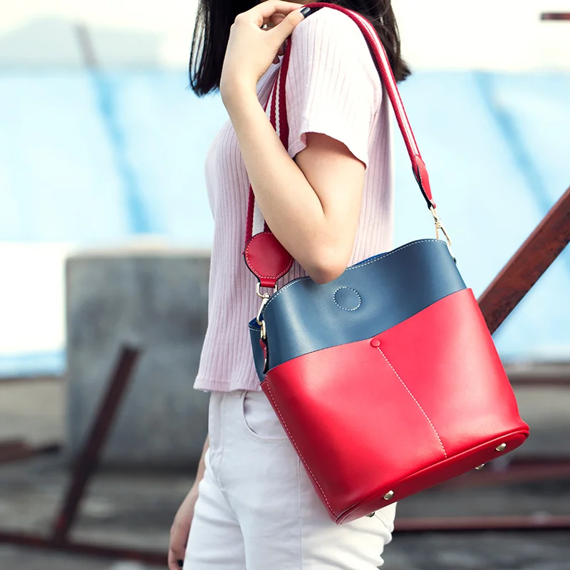 

WILIAMGANU 2018 Genuine Leather Handbags Natural CowhideTrendy Ladies Daily Bag Design Shoulder Bag Women Female messenger Bags