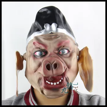 

2016 Free Shipping Paty Cosplay Scary Latex Pig Head Mask for Halloween Masquerade Parties Costume Ball Pig Mask free shipping