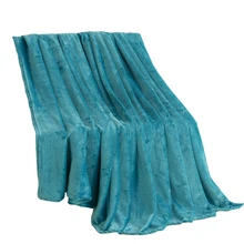 Jagdambe Coral Fleece Blanket Solid Blue Polyester Plaid Bedsheet Single Doube Bed Queen King Size Faux