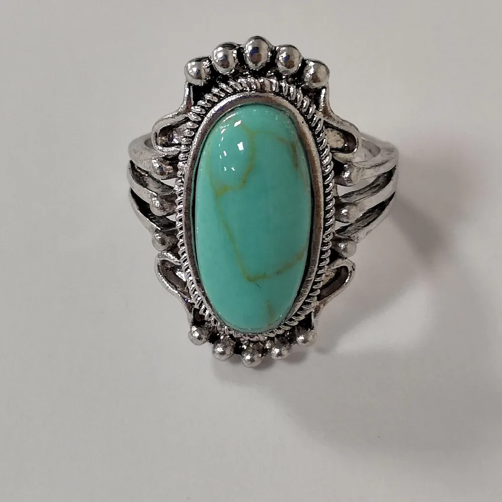 Bohemian Blue Stone Rings for Women Wedding Vintage Ring Antique Silver Color Rings Bague Femme Masculino Jewelry Anillos Z3X742