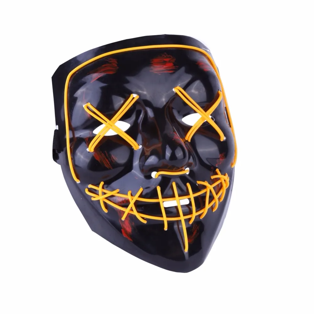 Хэллоуин Косплэй Забавный Маска свет анфас крытая СВЕТОДИОДНЫЙ костюм маска EL Wire свет маска света