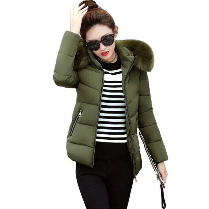 Nice Winter Jacket Women Coat With Faux Fur Hood Womens Clothing Short